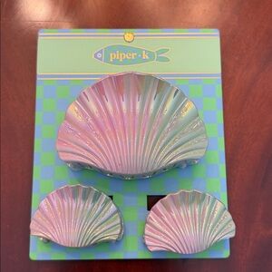 Piper K Iridescent Shell Clip Set - Pink & Aqua